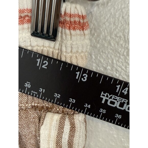 Cali 1850 Linen Cotton Pants Brown Cream Striped Slit Legs‎ Size S Beachy Boho - Picture 14 of 16